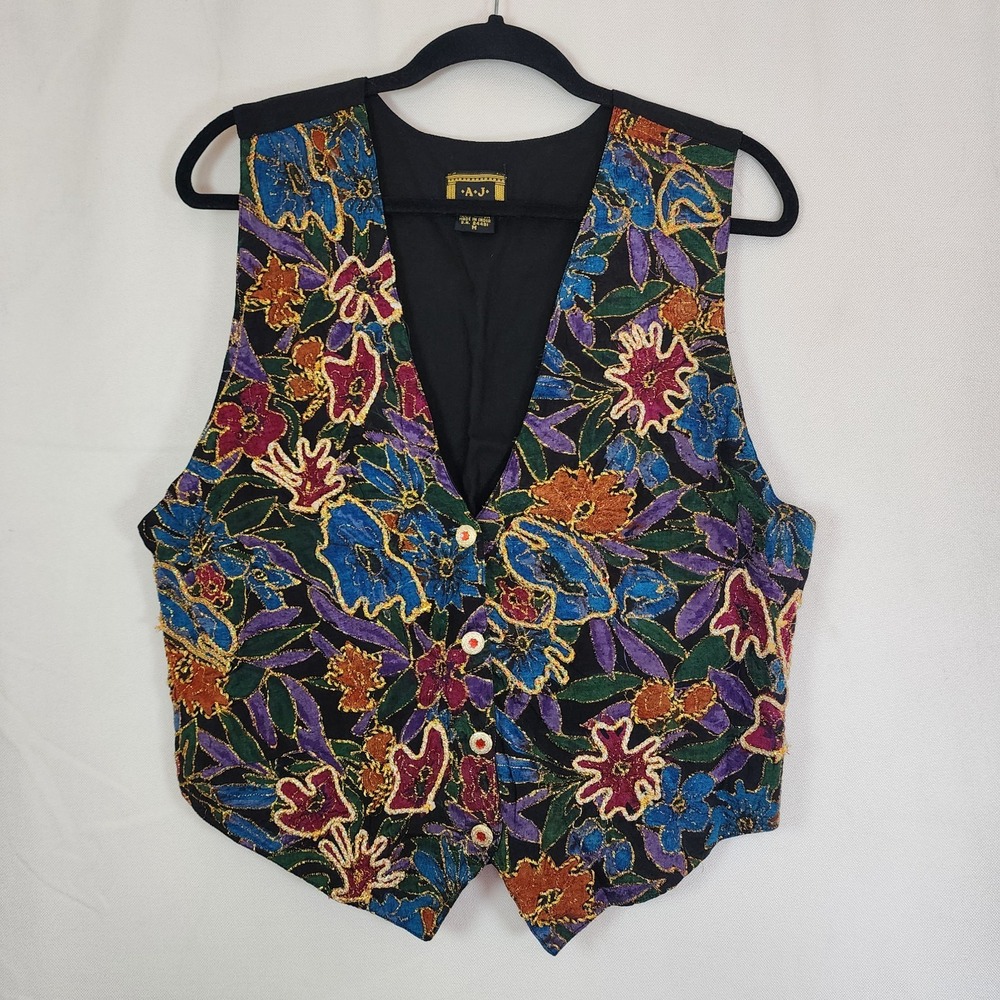 Vintage Beautifully Embroidered Bali Jazz Vest Size M Colorful Unique Costume